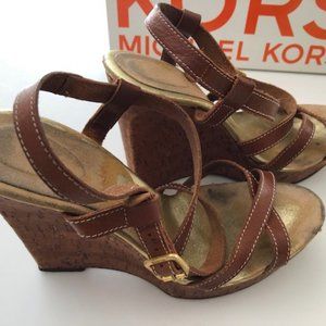 Kors Michael Kors leather strappy cork heel wedges